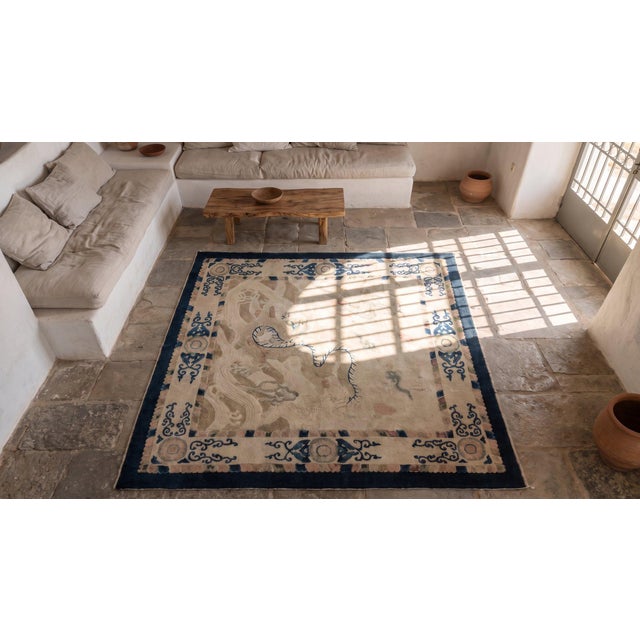 Early 20th Century Chinese Peking Carpet ( 4'10" x 5'2" - 147 x 158 ) For Sale - Image 10 of 11