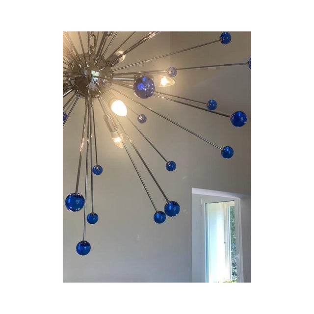 Blue Star Murano Glass Sputnik Chandelier by SimoEng For Sale - Image 4 of 14