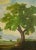 1940s 850 Oak Trees With Red Barn, Mid-Century Pastoral Summer Landscape For Sale - Image 5 of 8
