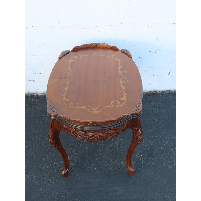 French Hand Carved Inlay Coffee Table 6922 For Sale - Image 12 of 17