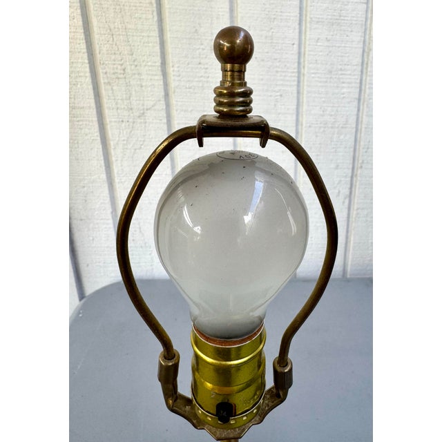 Vintage Stretching Lion Bronzed Metal and Marble Desk Writing Table Foyer Table Lamp For Sale - Image 12 of 12