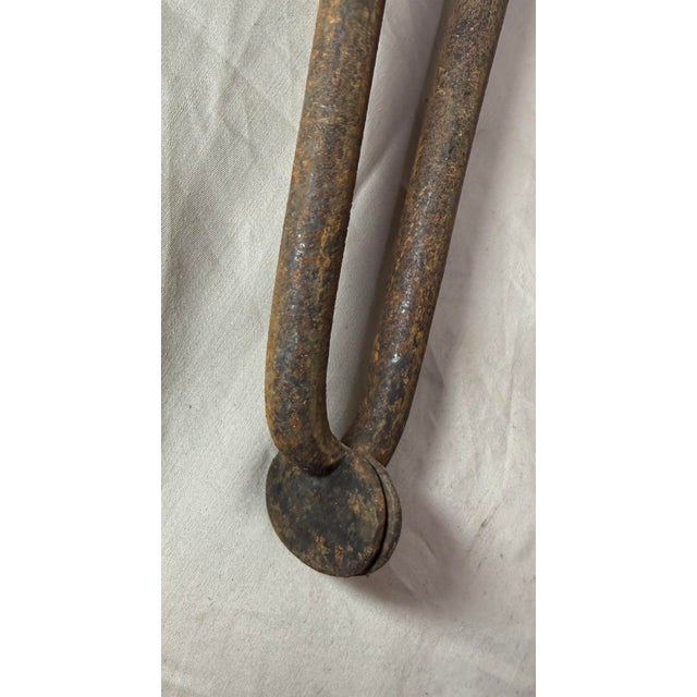 Antique 18th Century Wrought Iron Turned Brass English Fireplace Tongs Tool 20 For Sale - Image 4 of 9