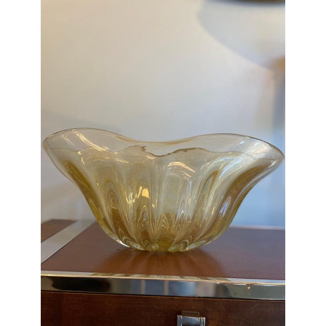 Gold Vintage Murano Glass Centerpiece from Venini, 1970s For Sale - Image 8 of 13