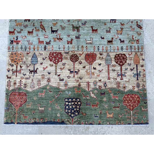 Blue Green Persian Gabbeh Tree of Life Rug, 05'00 X 07'00 For Sale - Image 10 of 10
