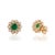 1.08ct Round Emerald & Diamond Halo Cluster Stud Earrings in 14k Yellow Gold- A Pair For Sale In New York - Image 6 of 15