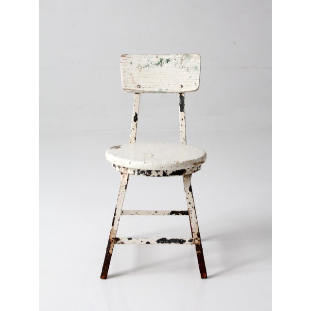 Shabby Chic Vintage Child's Wood and Metal School Chair For Sale - Image 3 of 11