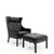 Set of Black Leather Wingchair and Ottoman by Borge Mogensen for Fredericia, 1960s, in Very Good conditions. Designed 1970...