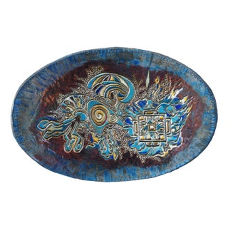 Raku Ceramic Centerpiece Plate Dance of the Jellyfish, Italy, 2024 For Sale