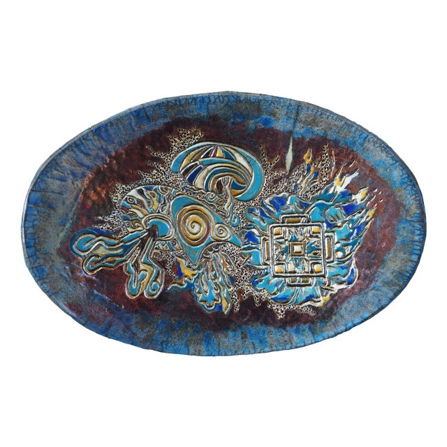 Raku Ceramic Centerpiece Plate Dance of the Jellyfish, Italy, 2024 For Sale
