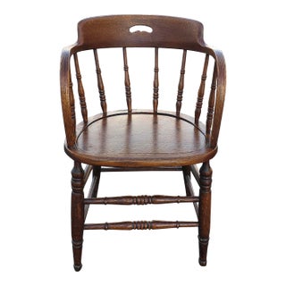 Late 19th Century Oak Firehouse Captain Chair For Sale