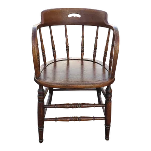 Late 19th Century Oak Firehouse Captain Chair