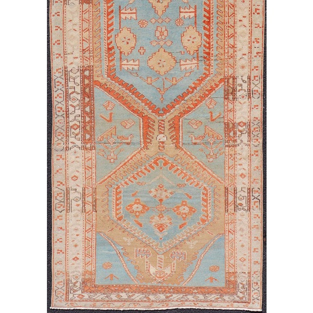 Hand-Knotted Antique Persian Karajeh Runner With Sub-Geometric Tribal Medallions 3'2 X 10'8 For Sale - Image 11 of 13