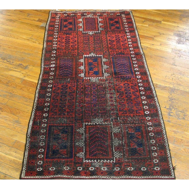 Antique Baluch-Turkmen rug, size: 3'1" x 6'4". Antique Baluch Small Scatter Size Wool Rug, Country of Origin: Iran /...