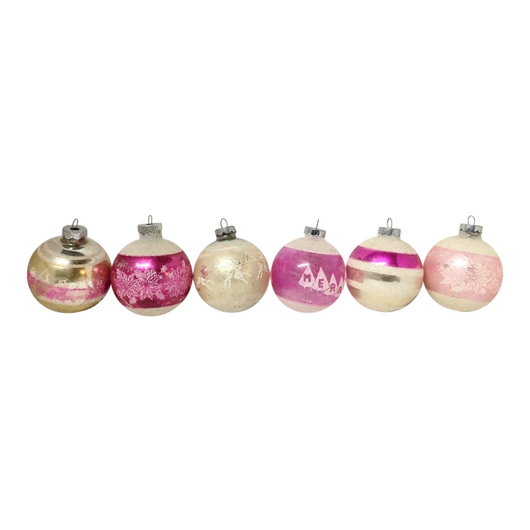 1960 S Vintage 3 Shiny Brite Pink Christmas Tree Ornaments Set Of 6 Chairish