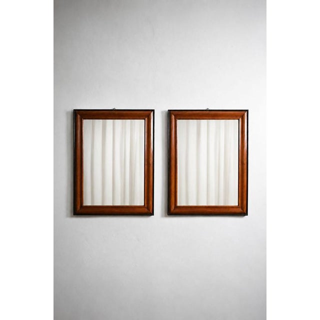 Bicolor Wood and Ebonised Wood Mirrors, Set of 2 For Sale - Image 5 of 5
