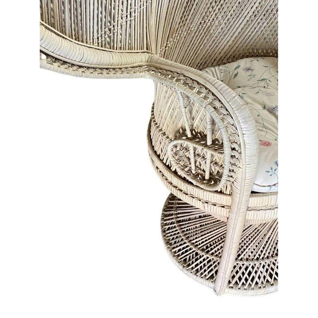 Restored 1970s Rattan Large Pale Woven Wicker "Cobra" Lounge Throne Chair For Sale - Image 9 of 9