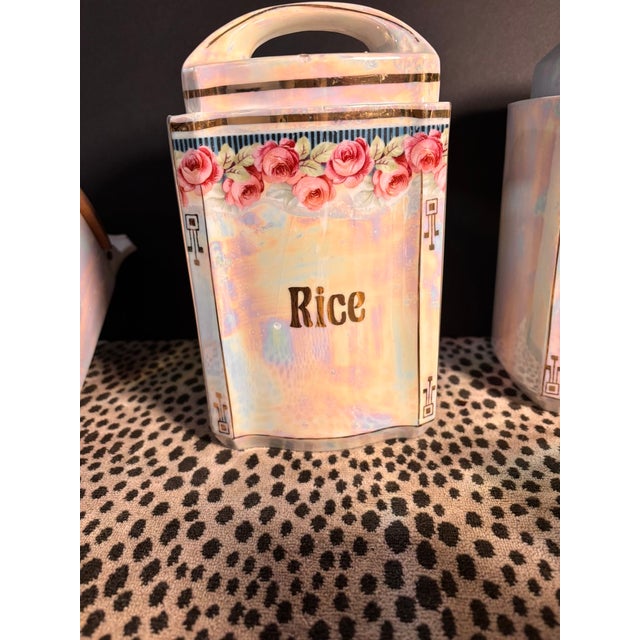 Vintage German Iridescent Lusterware Kitchen Canister Set For Sale - Image 4 of 18