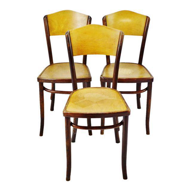 Vintage 1920's Fischel Bentwood Cafe Chairs - Set of 3 | Chairish