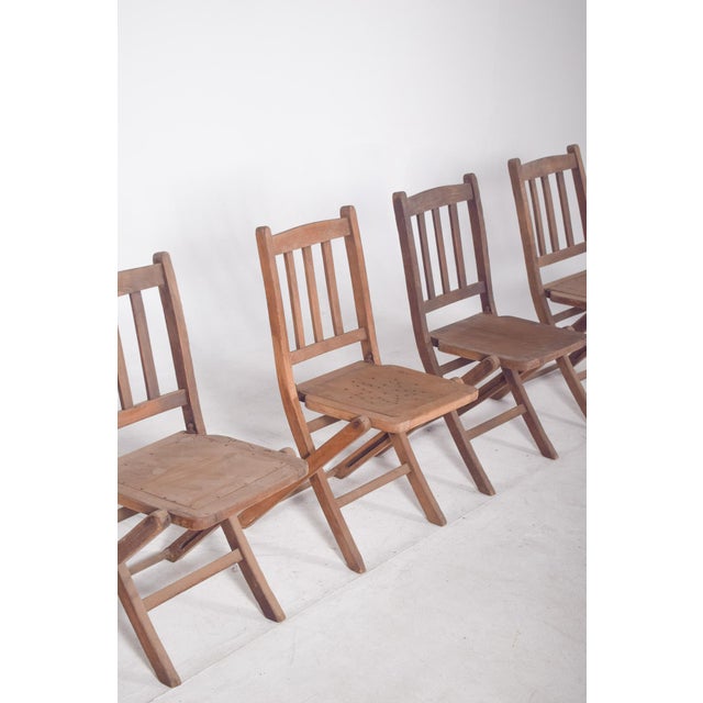 Wooden Folding Chairs, 1950, Set of 4 For Sale - Image 4 of 11