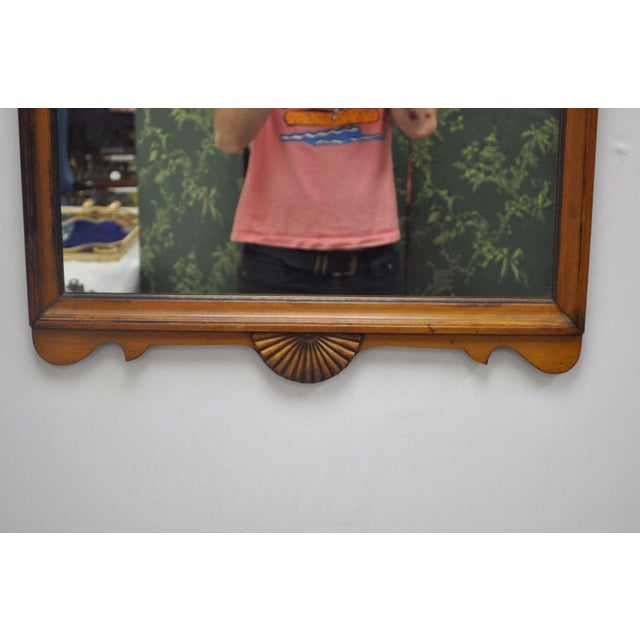 Vintage Maple Wood Federal Style Broken Arch Urn Finial Wall Mirror