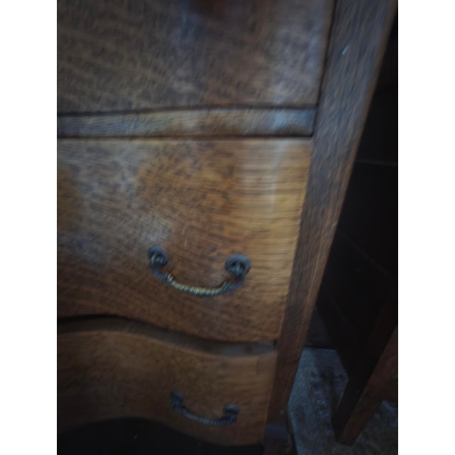 Victorian Antique 1890s Serpentine Tiger Oak Dresser With Mirror For Sale - Image 3 of 12