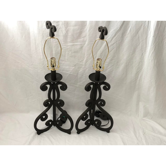 Vintage Wrought Iron Scroll Table Lamps-A Pair | Chairish (640 x 640 Pixel)