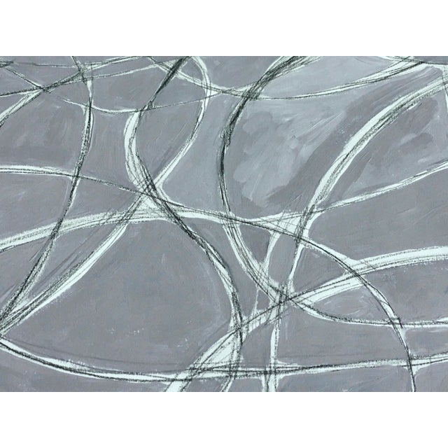 "Arcs in Gray Composition" Abstract Acrylic and Charcoal on Cream Paper by C L Auker For Sale - Image 4 of 5