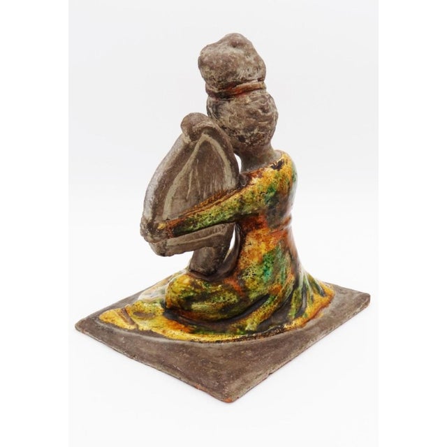 1950s Mid-Century Italian Ceramic Musician Bookends by Zaccagnini, 1950s, Set of 2 For Sale - Image 5 of 11