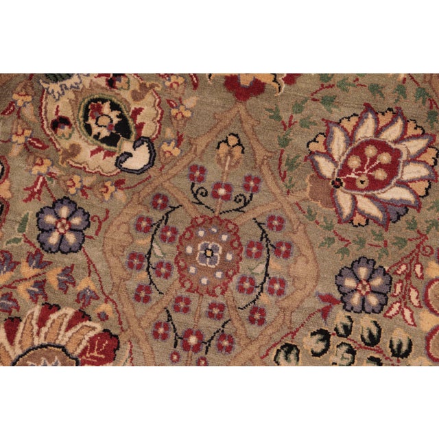 Elagant Floral 1990's Pak-Persian Green/Beige Wool Rug - 8'0'' X 10'3'' For Sale - Image 4 of 9