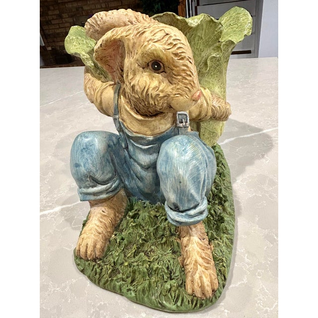 Realism Vintage Henri Chrisdon Resin Bunny Rabbit Planter For Sale - Image 3 of 9