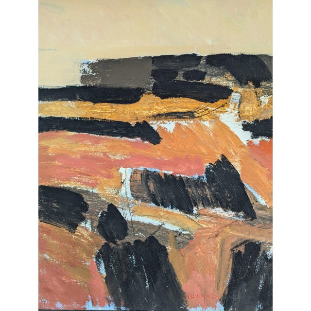 Mid-Century Modern 'Abstract Horizon' Vintage Swedish Abstract Landscape Oil Painting, Framed For Sale - Image 11 of 12
