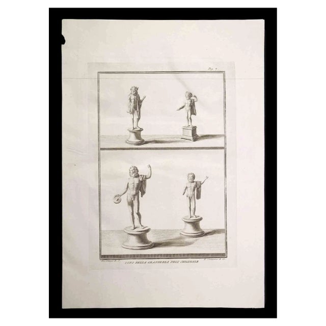 Pietro Campana, Ancient Roman Statue, Original Etching, 18th Century For Sale