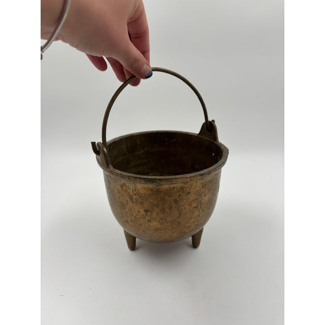 Gold Antique Brass Kettle with Legs For Sale - Image 8 of 15