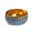 Blue wash finish coconut carved candle bowl with bright reflective gold leaf interior. Each is slightly unique and sold...