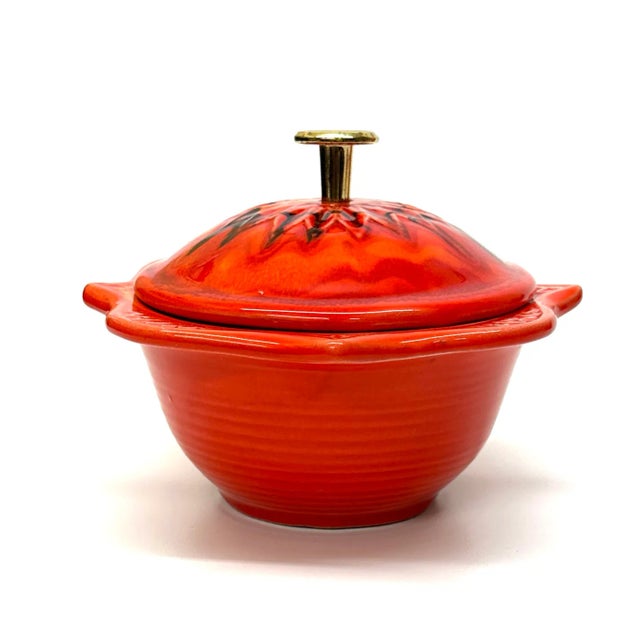 Vintage Red Ceramic Lidded Container Curation - Group of 3 For Sale In Miami - Image 6 of 17