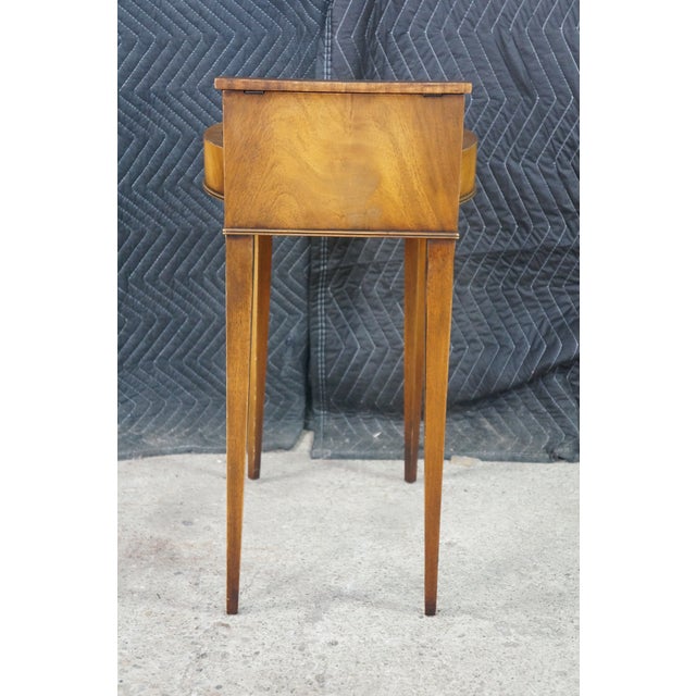 Antique English Regency Flame Mahogany Tooled Leather Telephone Smoking Table For Sale - Image 16 of 18