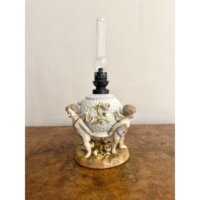 Antique Porcelain Oil Lamp from Sitzendorf, 1900 For Sale - Image 4 of 7