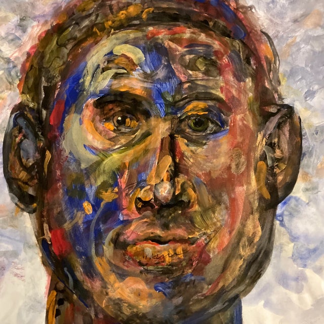 Contemporary Contemporary E.J.Hartmann Abstract Portrait Painting Signed For Sale - Image 3 of 5