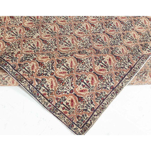 Late 19th Century 19th Century Persian Kirman Botanic Red, Green and Black Handwoven Wool Rug For Sale - Image 5 of 7