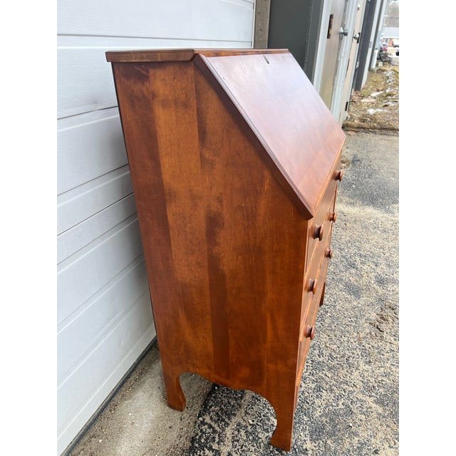 Vintage Maple Drop-Front Secretary Desk With Three Drawers For Sale - Image 4 of 12