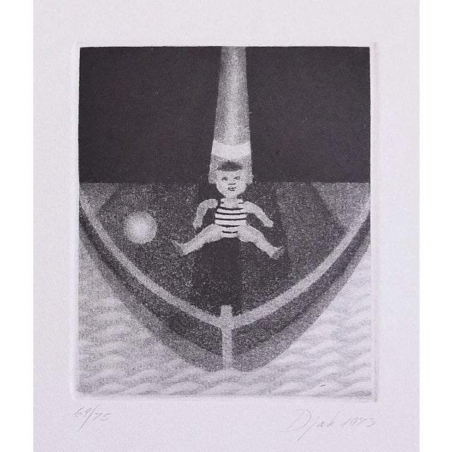 Dreamy is an original modern artwork realized by Zivko Djak in 1973. Original etching on paper. Hand-signed on the lower...