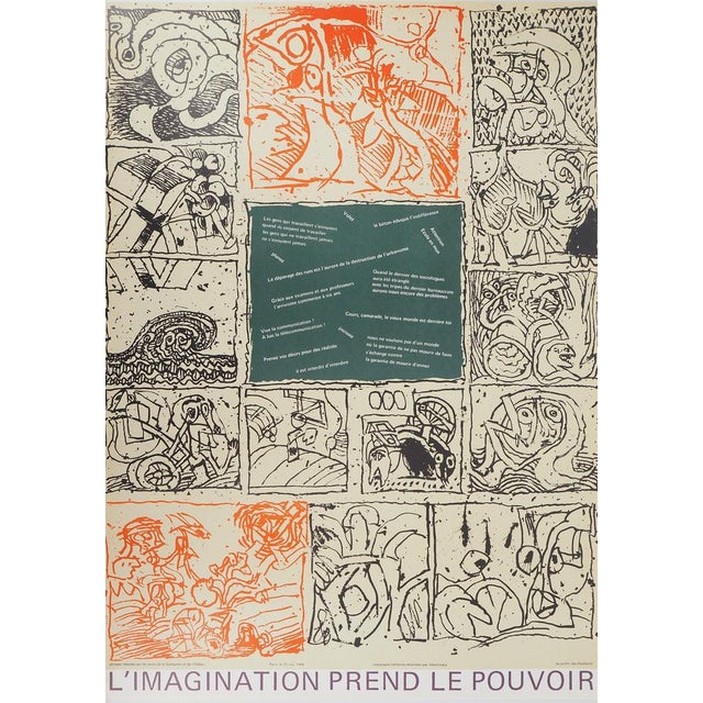 Pierre Alechinsky, Imagination Takes Power (May 68), Original Lithograph Poster For Sale - Image 6 of 6