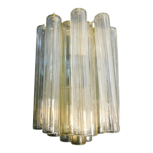 1960s Clear and Yellow Murano Tubes Sconce