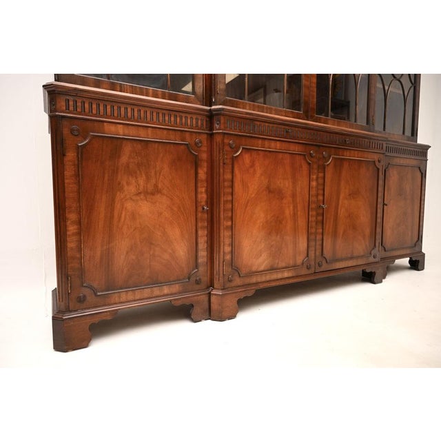 Brown Antique Georgian Breakfront Bookcase, 1950s For Sale - Image 8 of 11