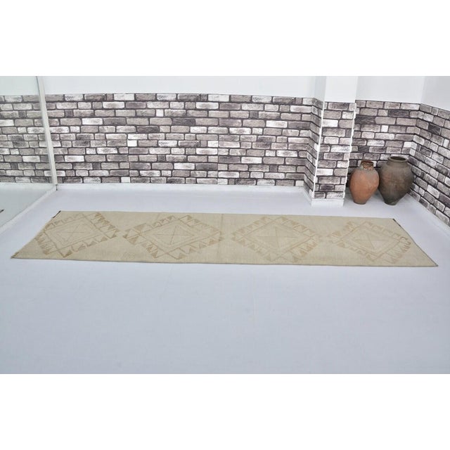 Textile Vintage Turkish Off White Runner Rug For Sale - Image 7 of 11