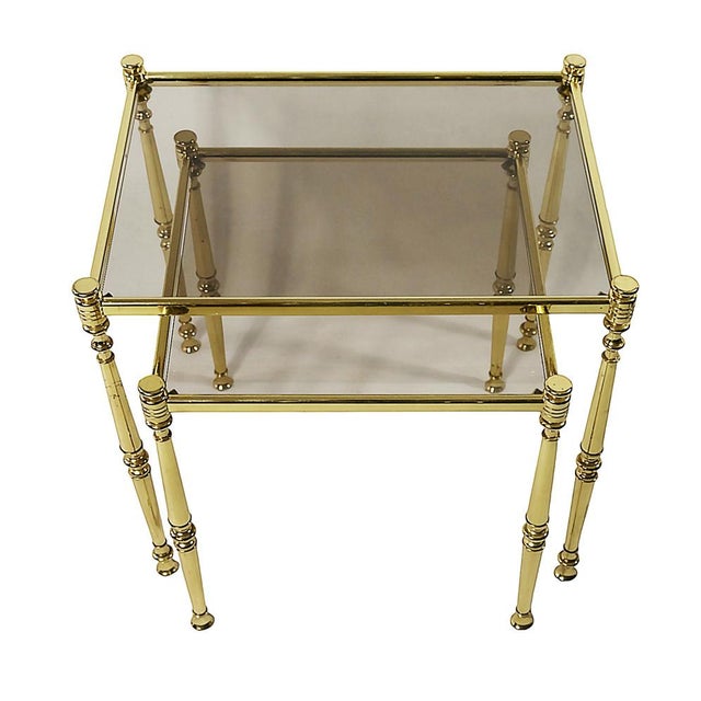 Mid-Century Modern Mid-Century Brass and Glass Nesting Tables, 1970s, Set of 2 For Sale - Image 3 of 6