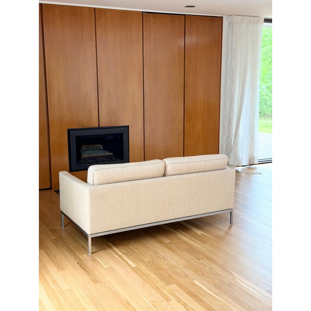 Vintage Florence Knoll Relaxed Two Seater Sofa and Chair Neutral Ivory - Set of 2 For Sale - Image 14 of 18