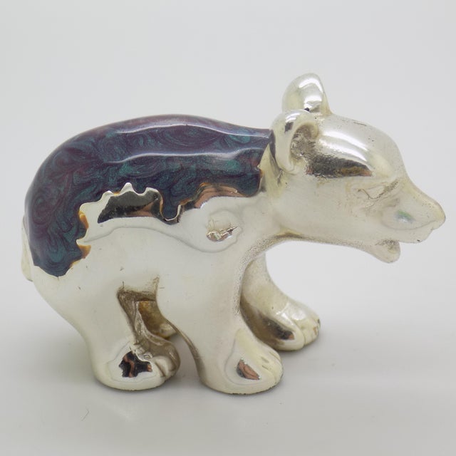 Vintage Italian Sterling Silver 925 and Purple Enameled Bear Cub Miniature from Ottaviani, Rome, 1980s For Sale - Image 15 of 15