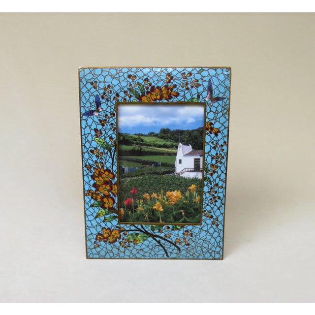Art Deco Picture Frame in Cloisonné Enamel & Brass For Sale - Image 16 of 16