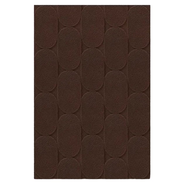 Chocolate Oval Textured Rug from Marqqa For Sale